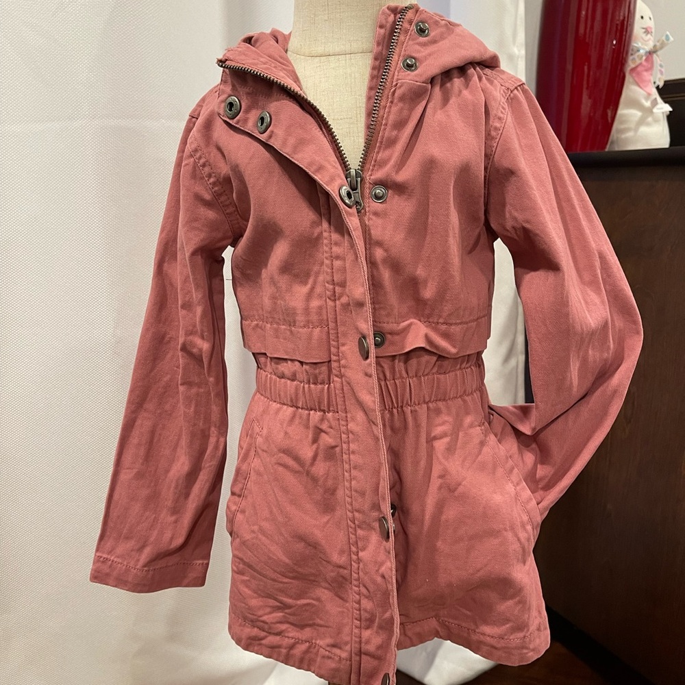 C&C California Pink Cotton Zip Button Lightweight Hooded Coat size 4T